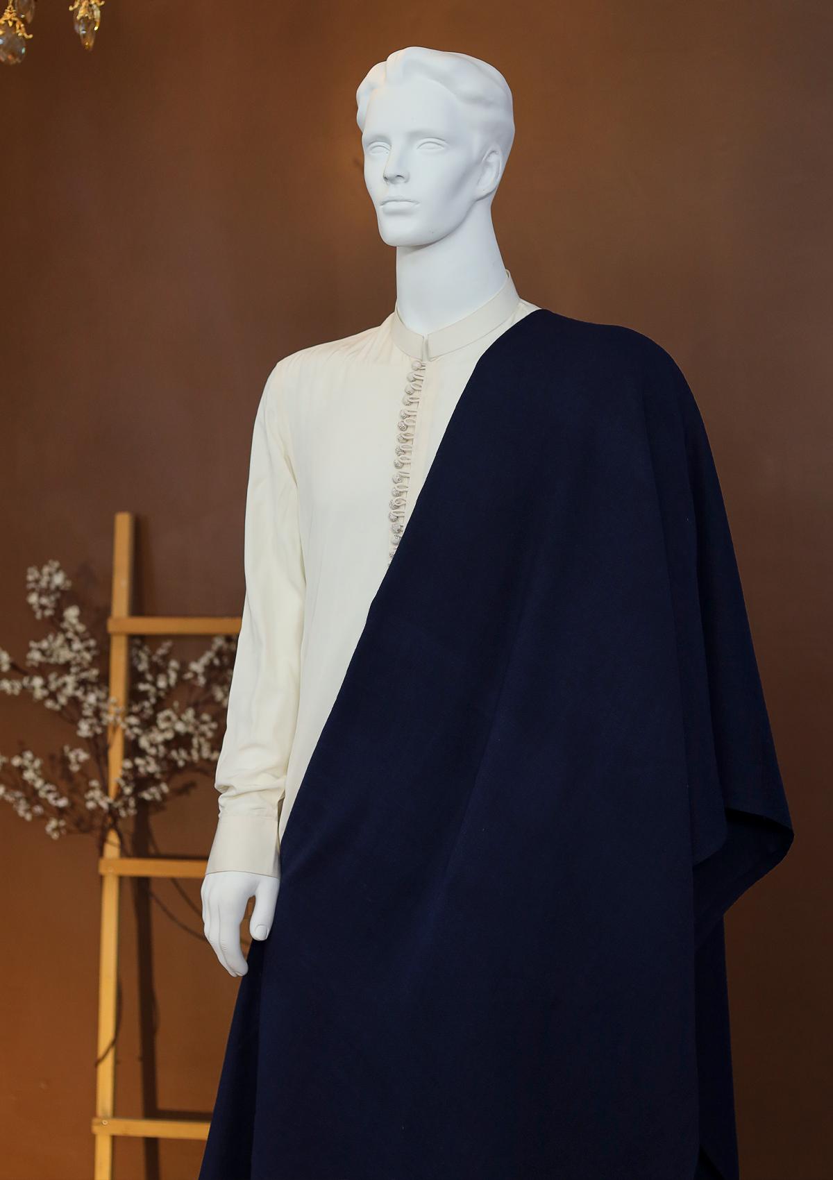 Men Shawls - Wool Shawls - D#17 - N Blue