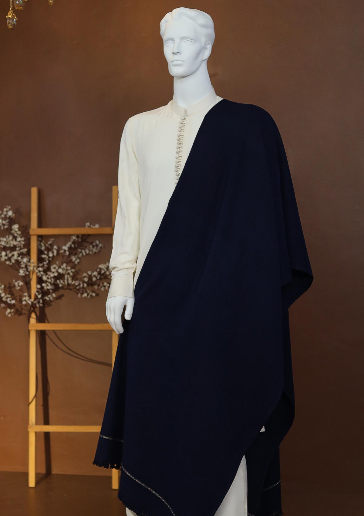 Men Shawls - Wool Shawls - D#17 - N Blue