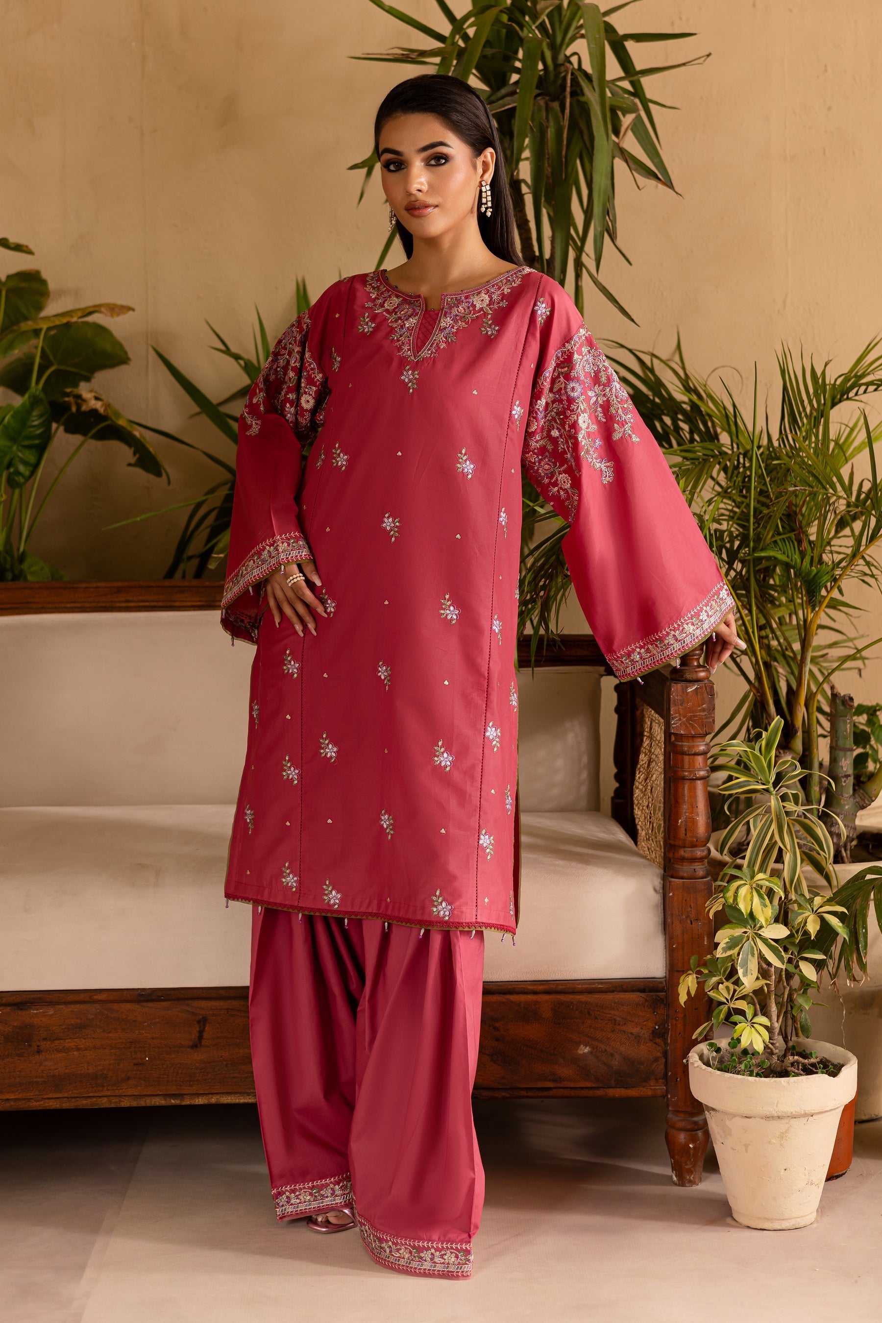 Batik | Nyra Embroidered Summer Solids | Blush - Official Batik - Agha Fabrics UK