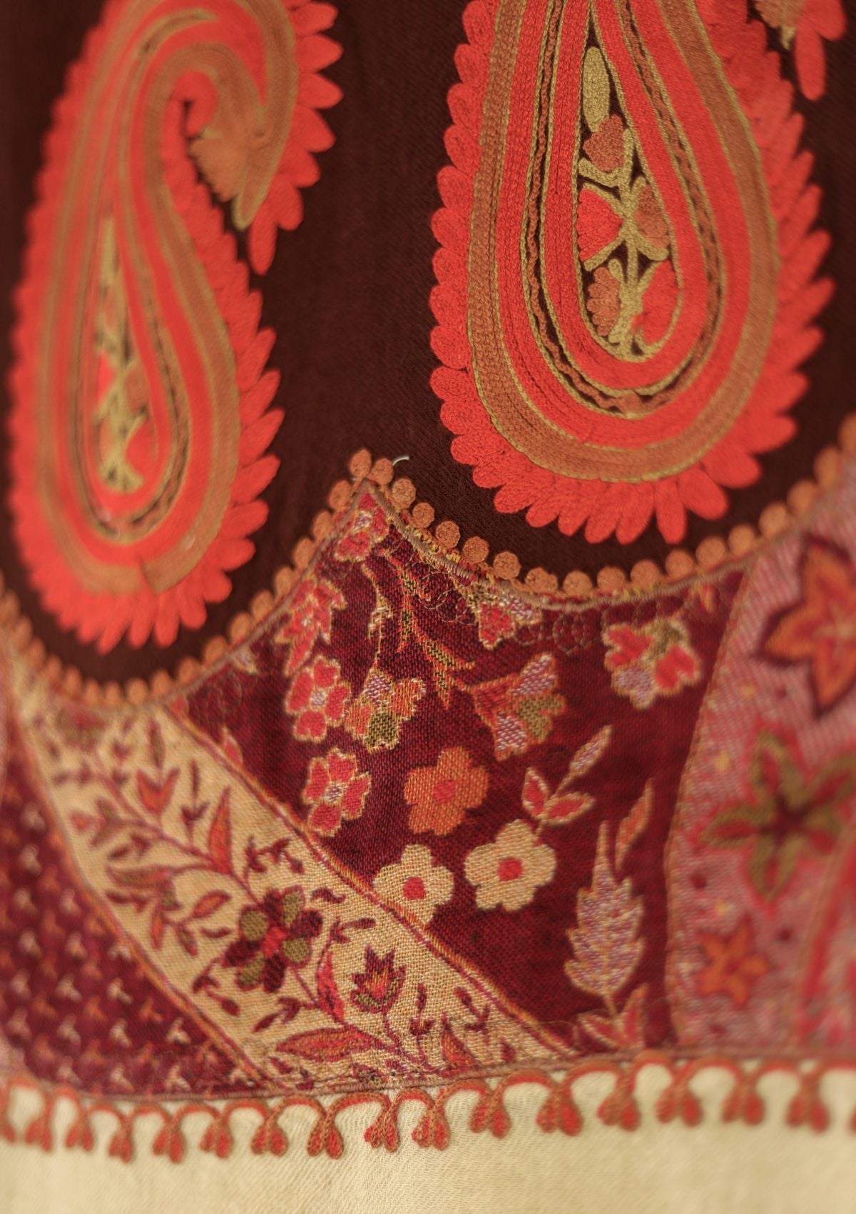 Ari Work Pashmina Scarf D - 21 - Ch Brown - Official Shawls Niche - Agha Fabrics UK