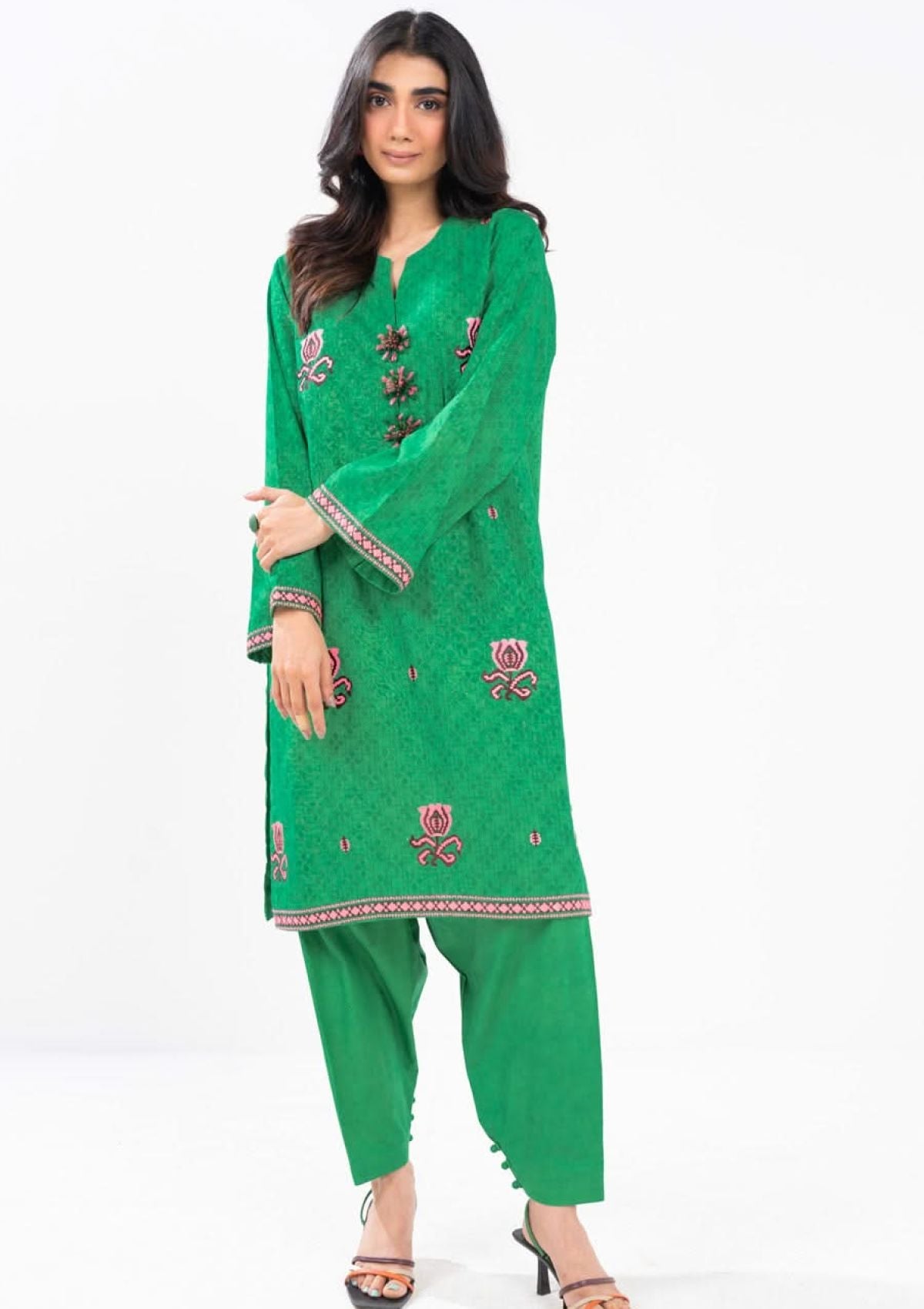 Winter Collection - Al Karam - Unstitched 24 - FW-57-24-GREEN - Official Al Karam - Agha Fabrics UK