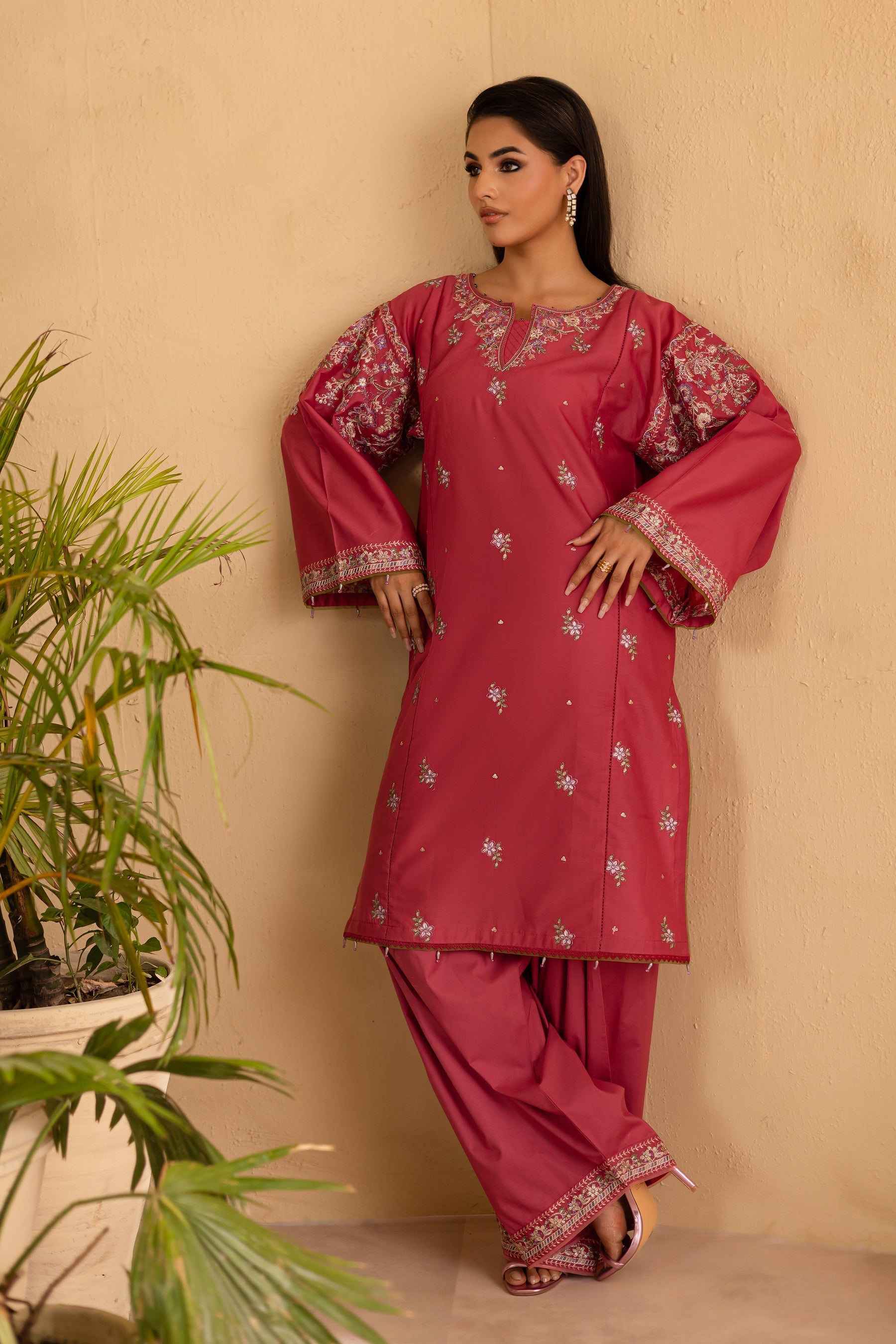 Batik | Nyra Embroidered Summer Solids | Blush - Official Batik - Agha Fabrics UK