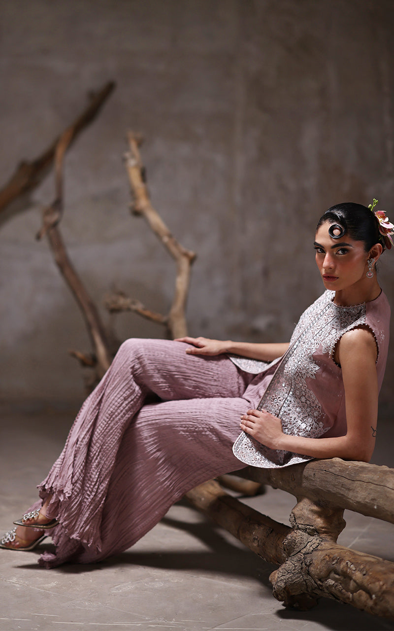 Threads and Motifs | Formal Dresses 25 | Organza Embroidered Jacket With Crushed Trouser
