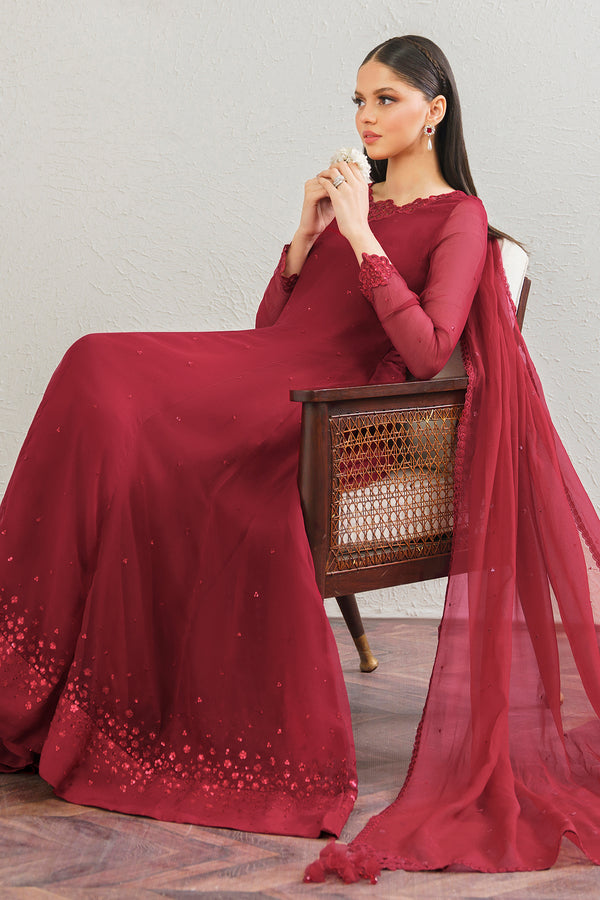 Baroque | Luxury Pret 25 | EMBROIDERED CHIFFON FROCK PR-901 - Official Baroque - Agha Fabrics UK