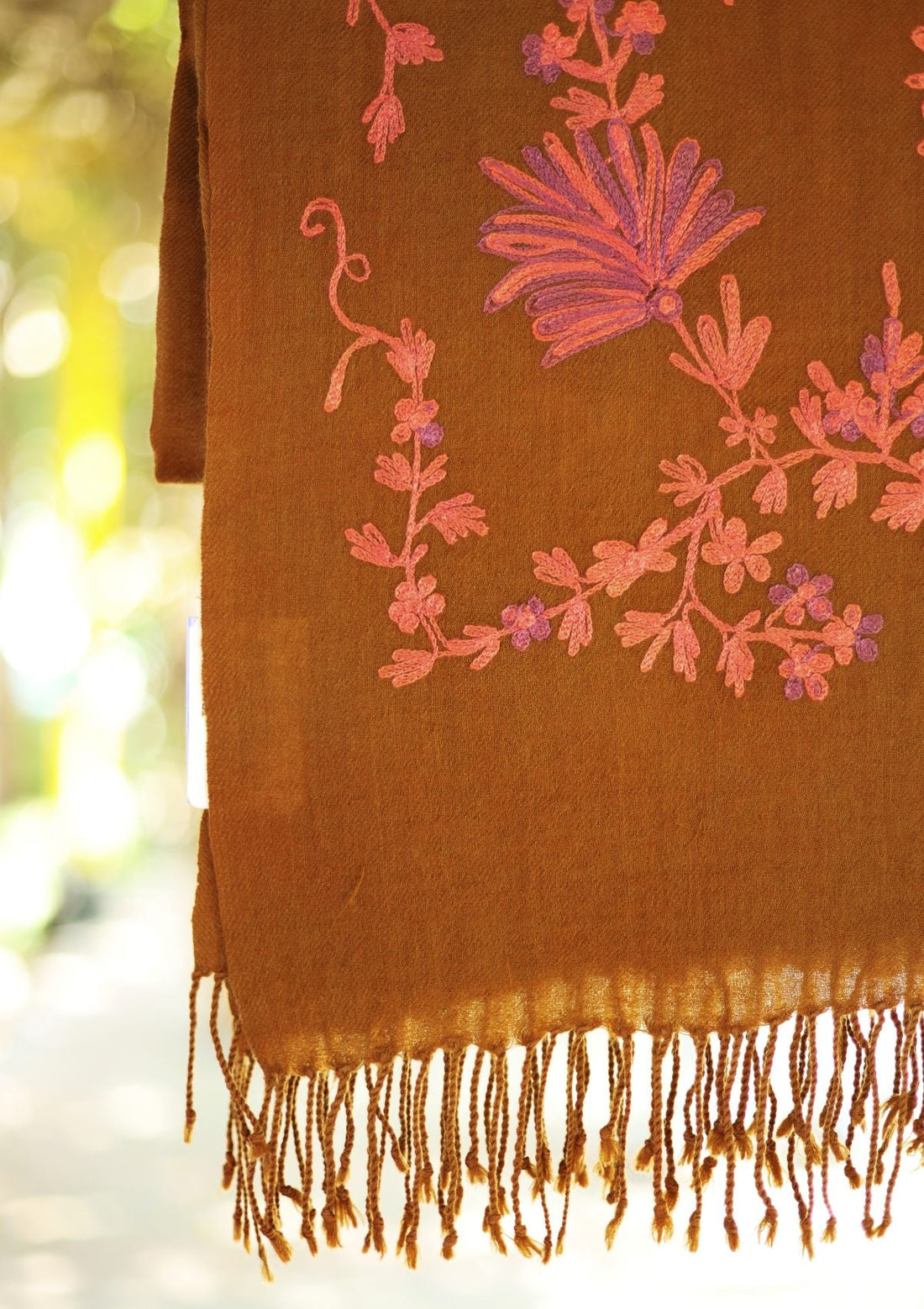 Ari Work Pashmina Scarf D - 16 - Brown - Official Shawls Niche - Agha Fabrics UK