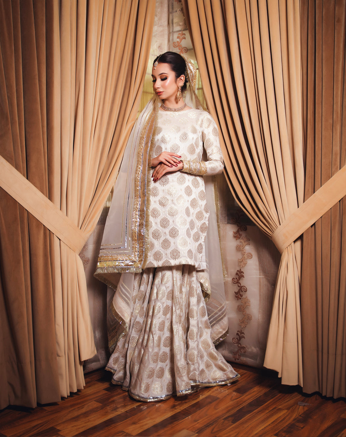 Zar | Gharara Formals | White - Official Zar - Agha Fabrics UK