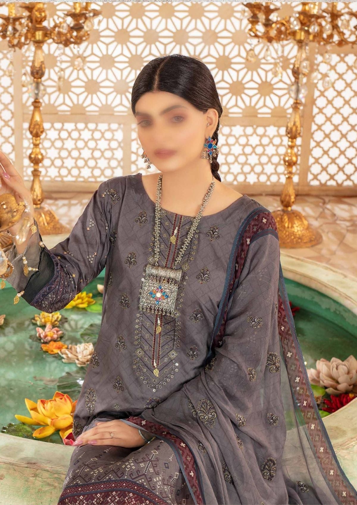 Winter Collection - Laiba - D/P Viscose - V23 - LV#02 - Official Laiba - Agha Fabrics UK