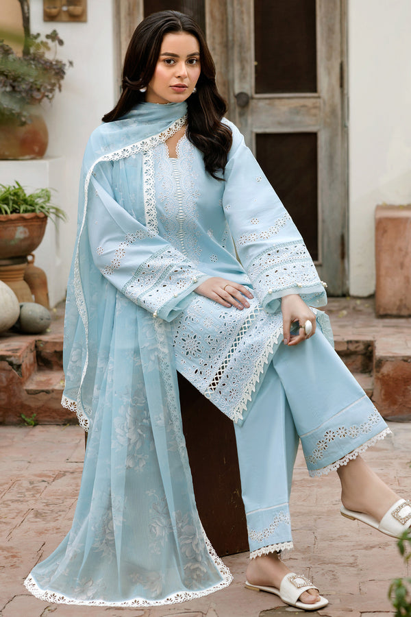 Farasha | Summer Weaves Embroidered Lawn | Sky Haze