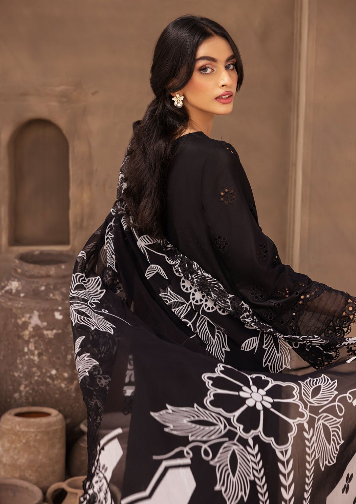 Lawn Collection - Nureh - Koyal - Monochrome - B#05 - Official Nureh - Agha Fabrics UK