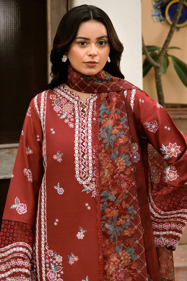 Farasha | Summer Weaves Embroidered Lawn | Russet Flames