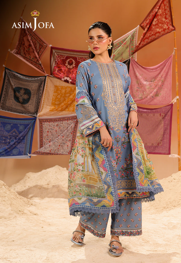 Asim Jofa | Summer Rhapsody | AJUBU-11 Printed Embroidered Lawn - Official Asim Jofa - Agha Fabrics UK