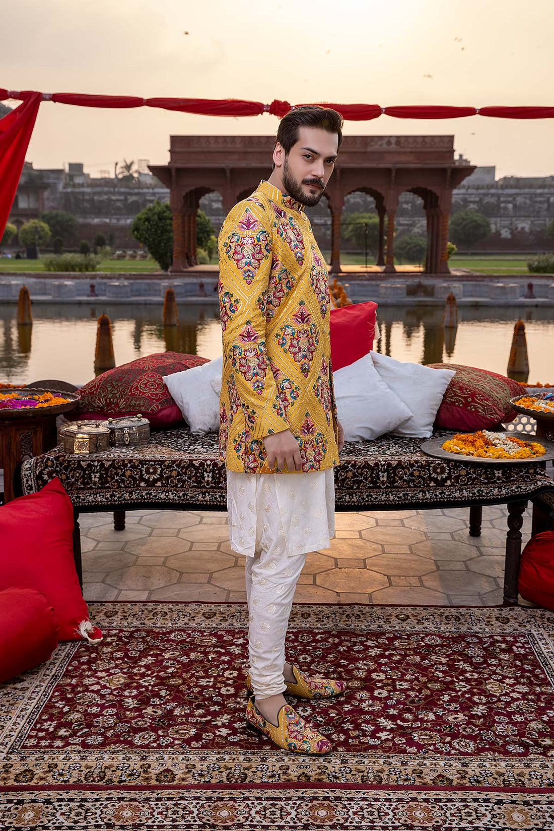 Pakistani Menswear | Mina Kashif | Sherwani D-16 - Official Agha Fabrics - Agha Fabrics UK