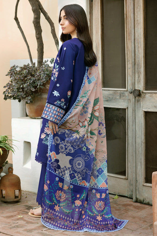 Farasha | Summer Weaves Embroidered Lawn | Indigo Glow