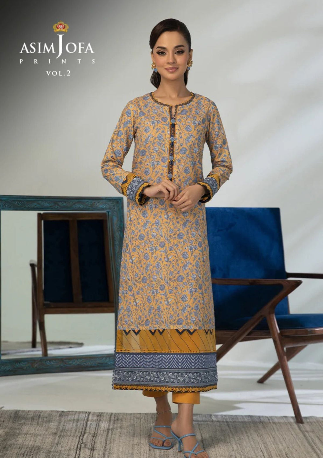 Lawn Collection - Asim Jofa - Basic - Print - 1 Pc - AJBP#56 - Official Asim Jofa - Agha Fabrics UK
