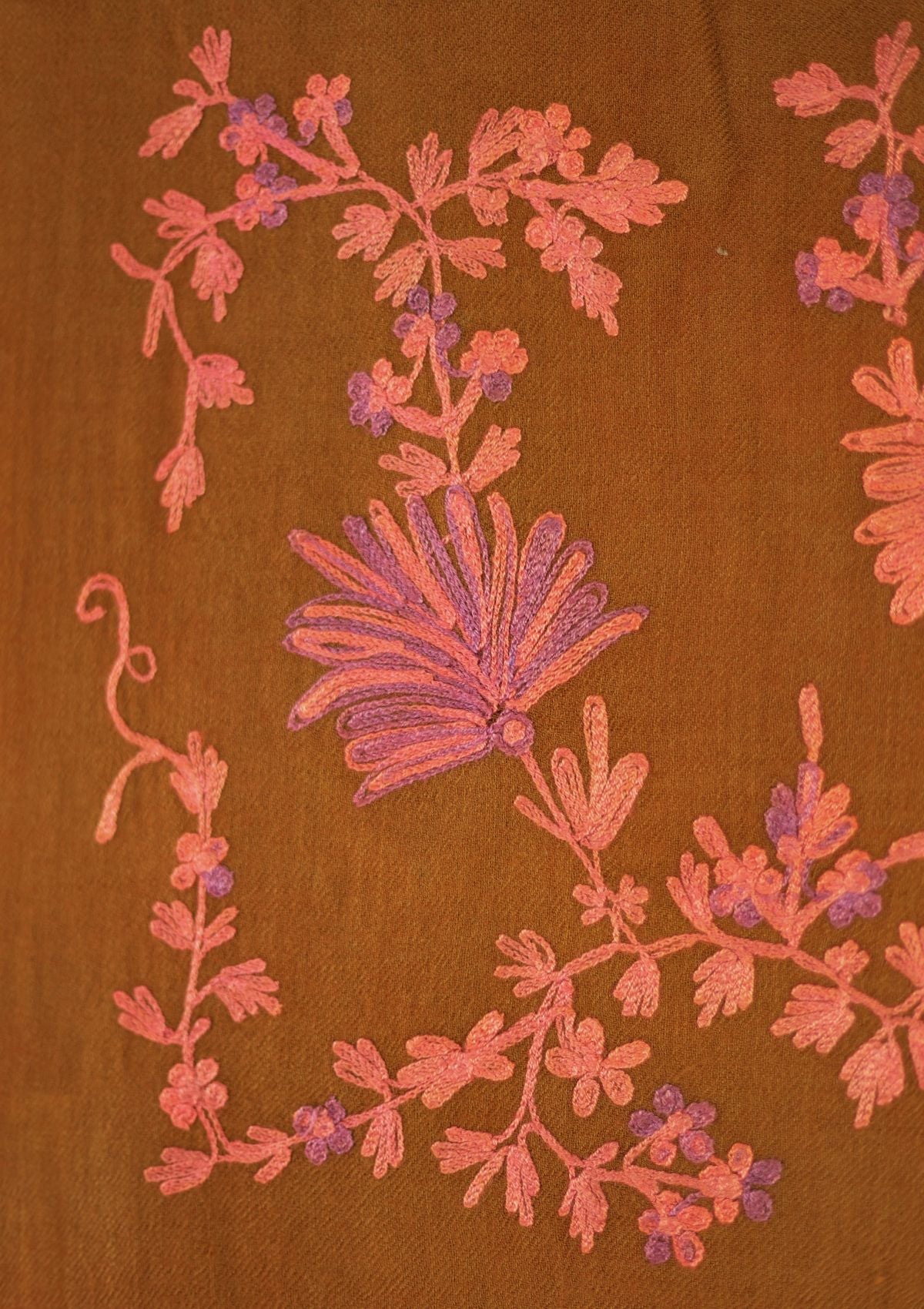 Ari Work Pashmina Scarf D - 16 - Brown - Official Shawls Niche - Agha Fabrics UK