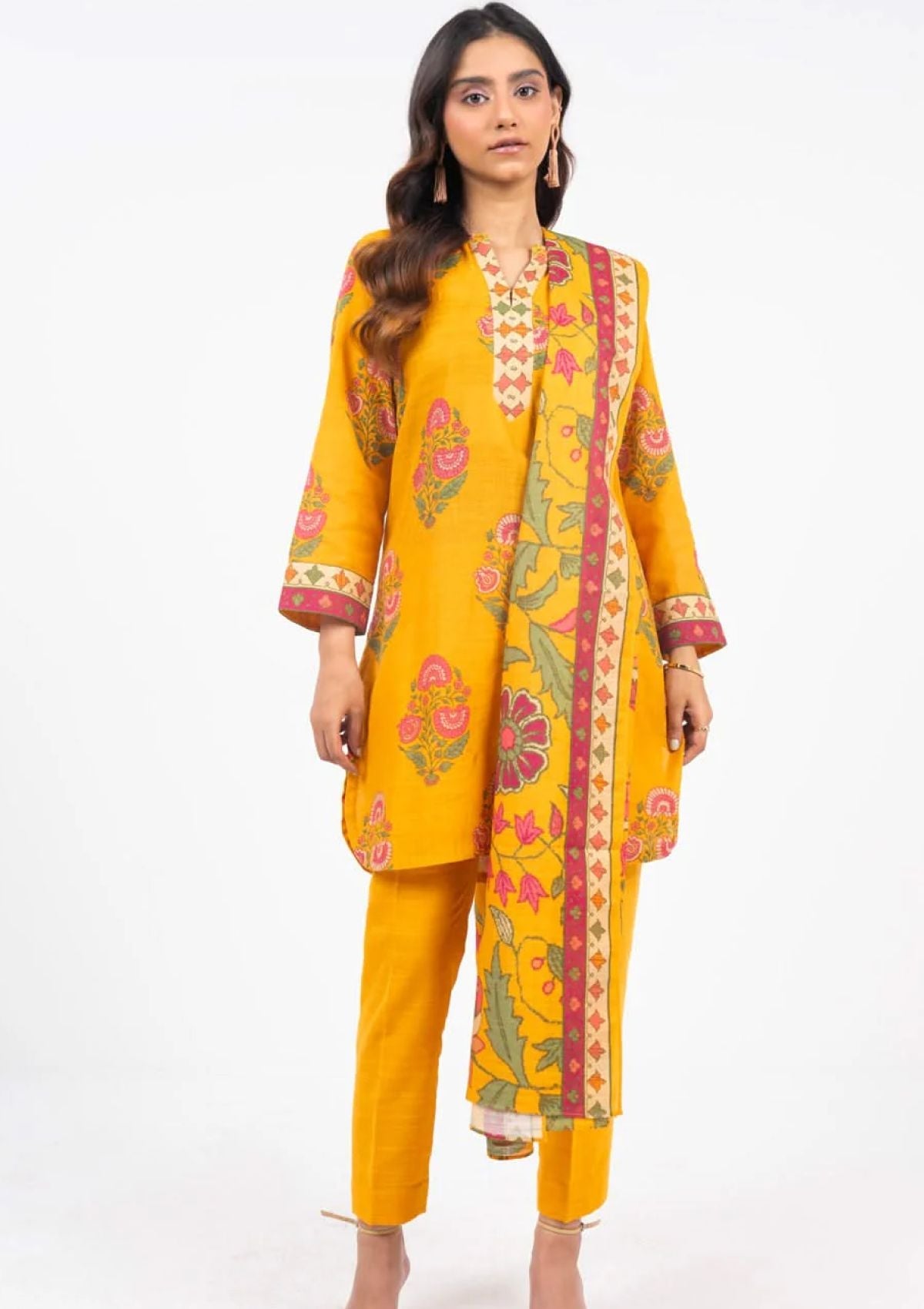 Winter Collection - Al Karam - Unstitched 24 - FW-60.1-24-YELLOW - Official Al Karam - Agha Fabrics UK