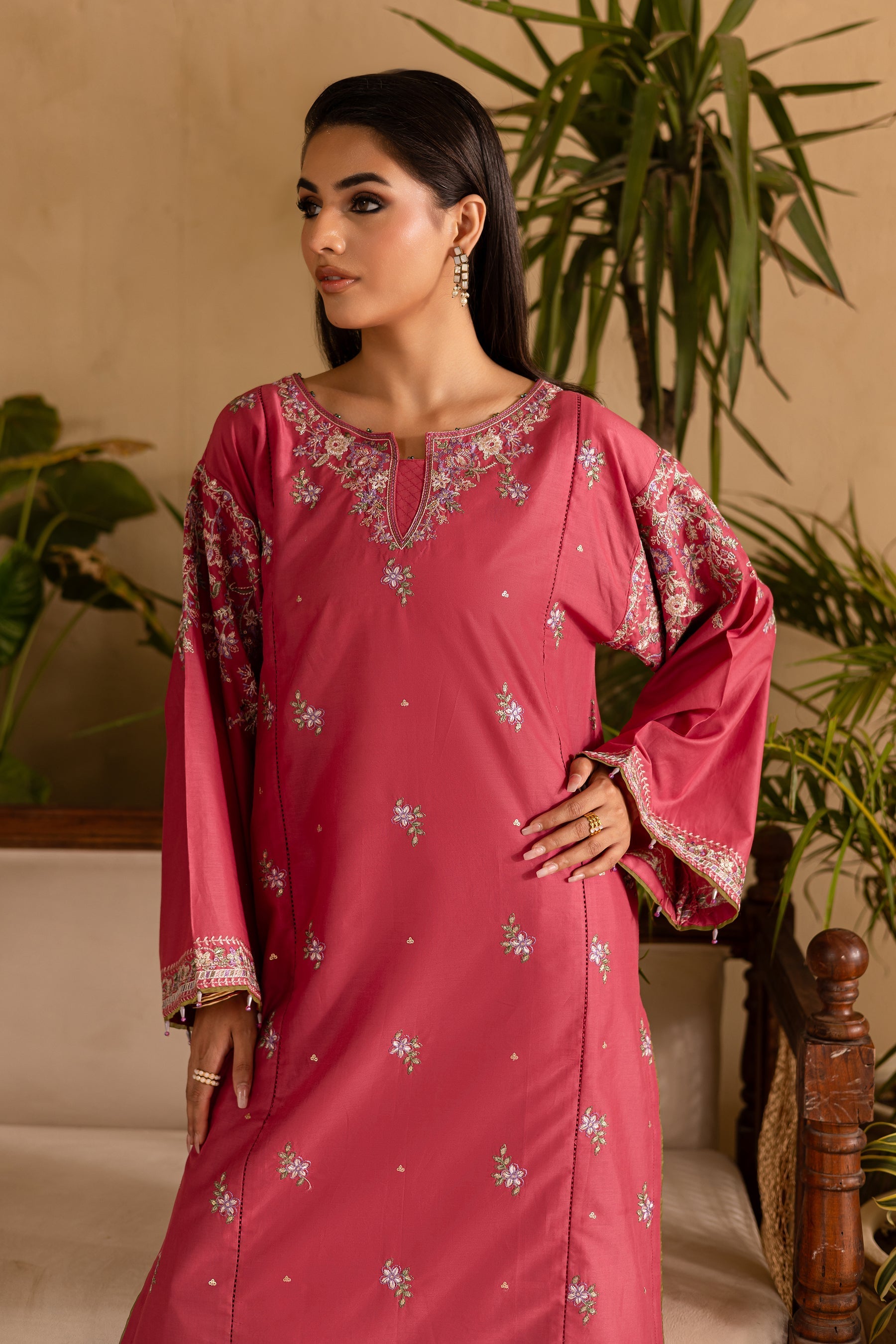Batik | Nyra Embroidered Summer Solids | Blush - Official Batik - Agha Fabrics UK