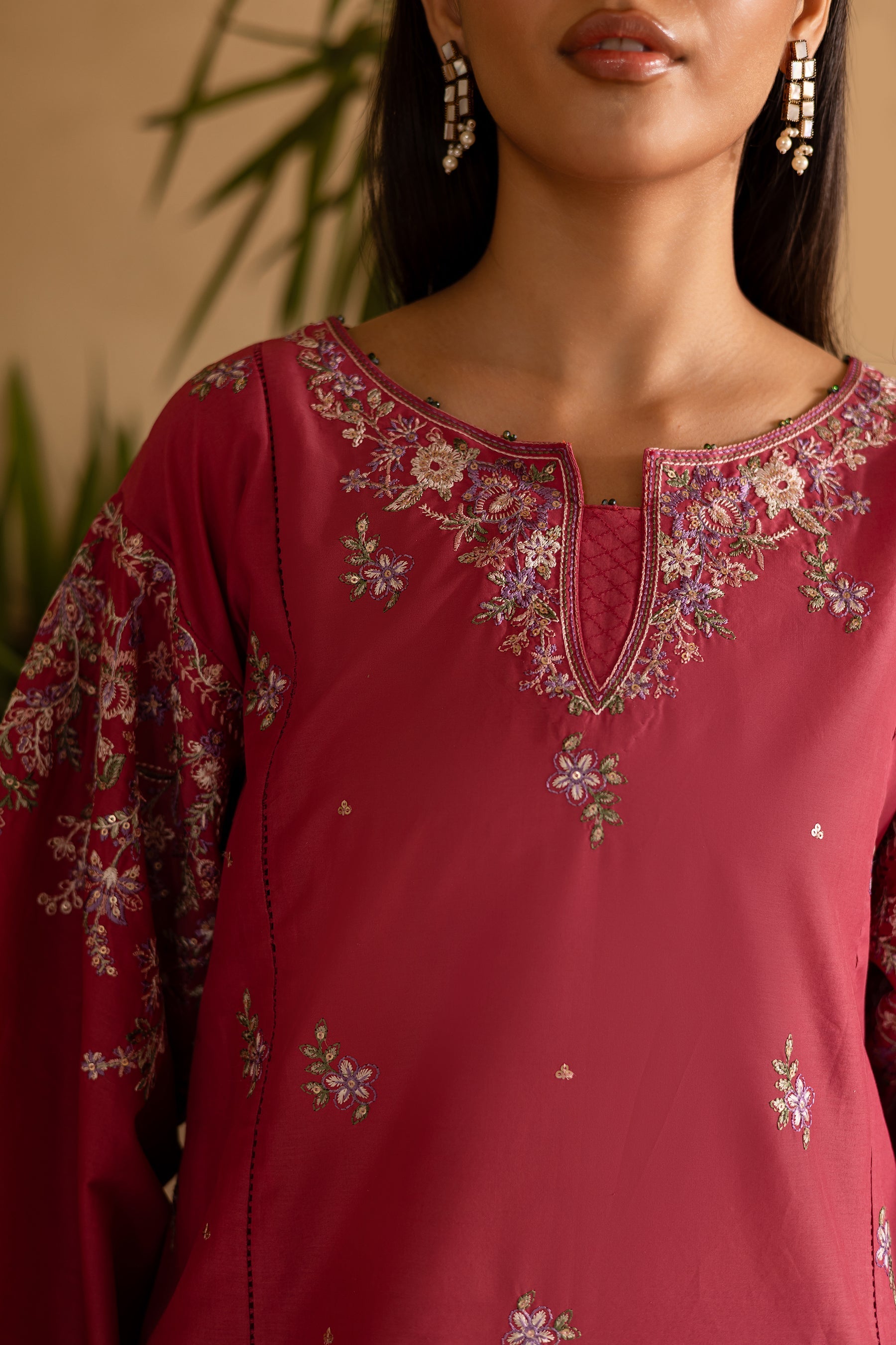 Batik | Nyra Embroidered Summer Solids | Blush - Official Batik - Agha Fabrics UK