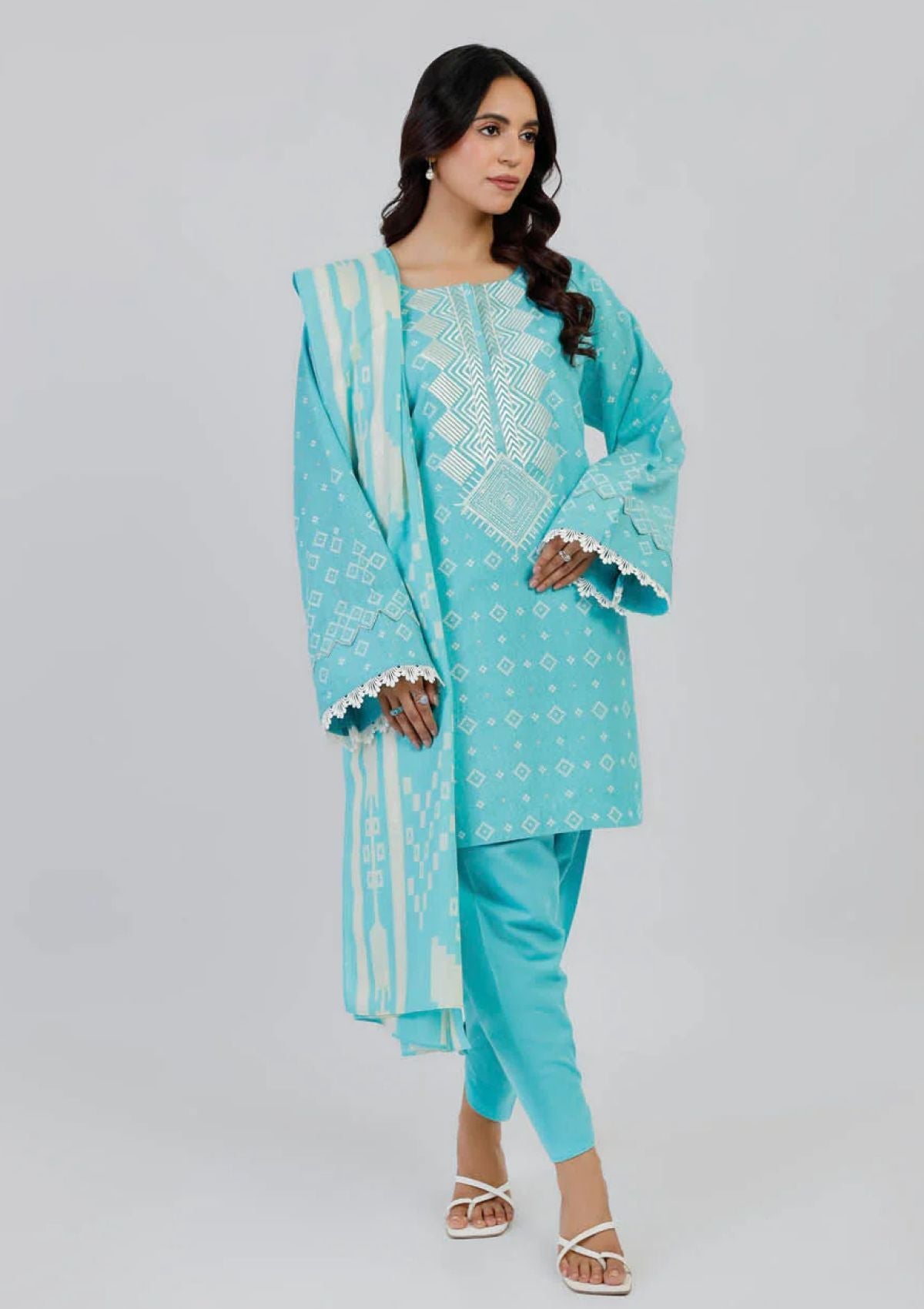 Winter Collection - Al Karam - Unstitched 24 - FW-7.1-24-L BLUE - Official Al Karam - Agha Fabrics UK