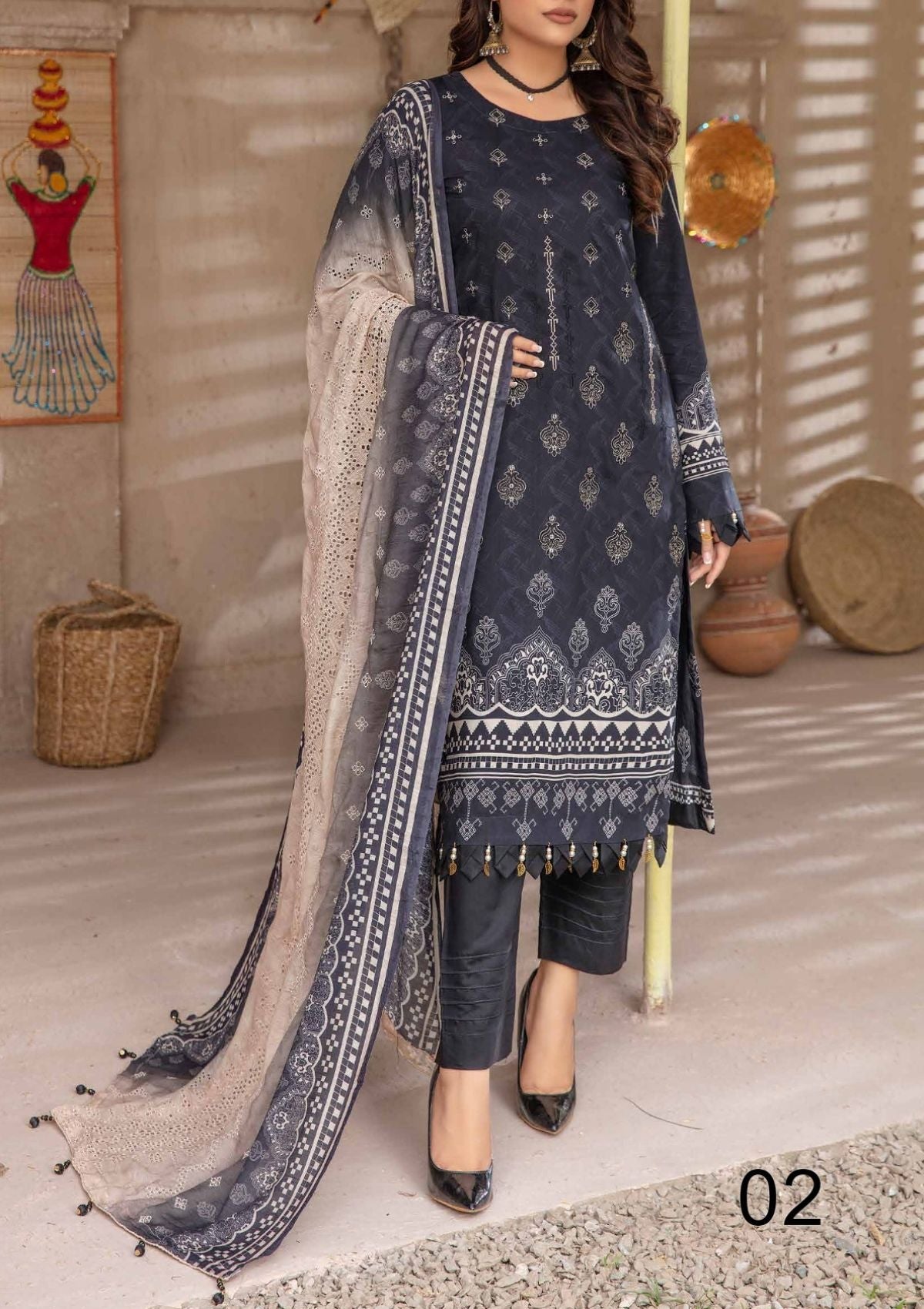 Winter Collection - Laiba - D/P Viscose - V26 - LV#02 - Official Laiba - Agha Fabrics UK