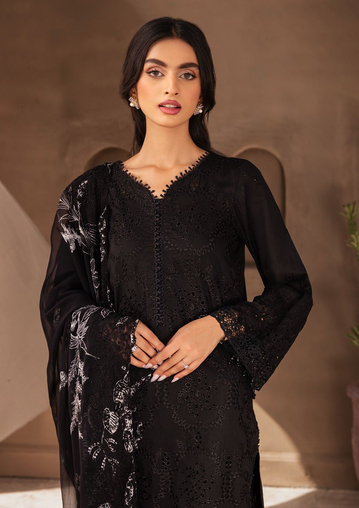 Lawn Collection - Nureh - Koyal - Monochrome - B#06 - Official Nureh - Agha Fabrics UK