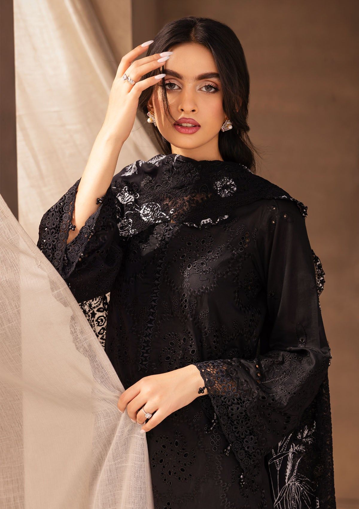 Lawn Collection - Nureh - Koyal - Monochrome - B#06 - Official Nureh - Agha Fabrics UK