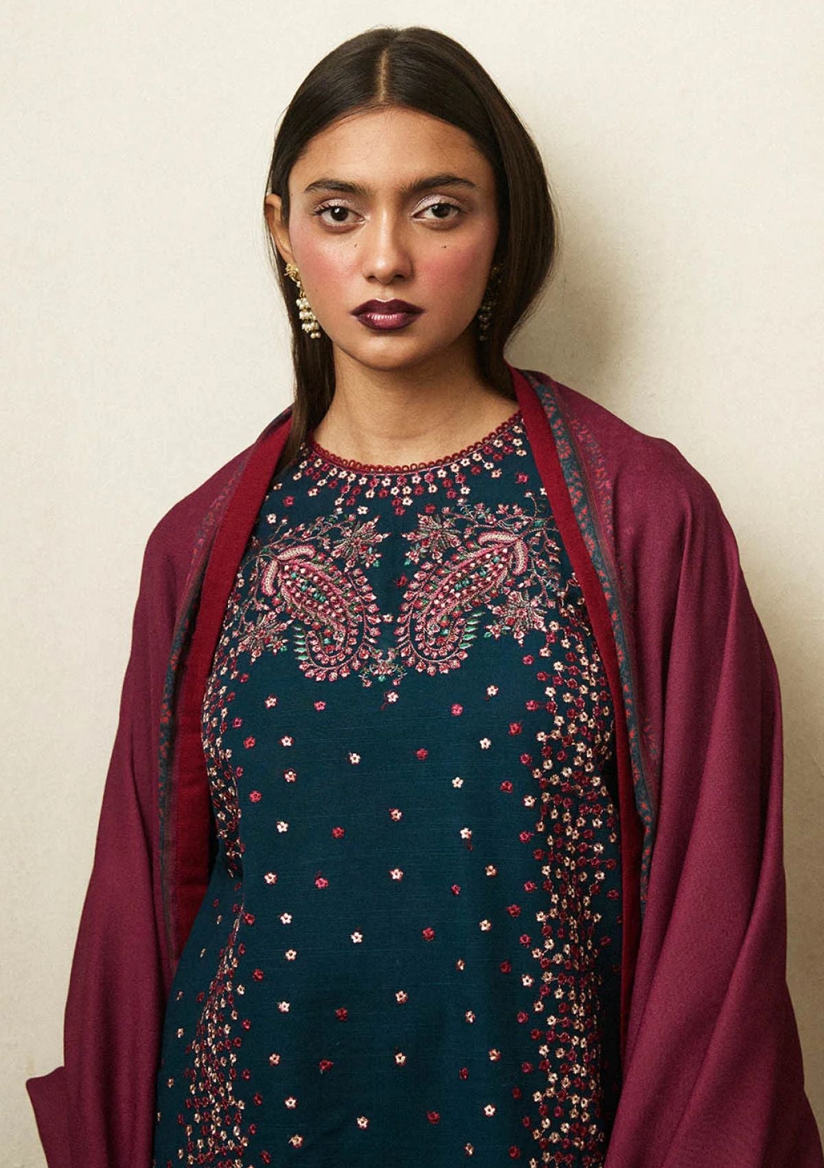 Winter Collection - Jugnu by Hussain Rehar - Autumn Winter - Ashen - Official Jugnu by Hussain Rehar - Agha Fabrics UK