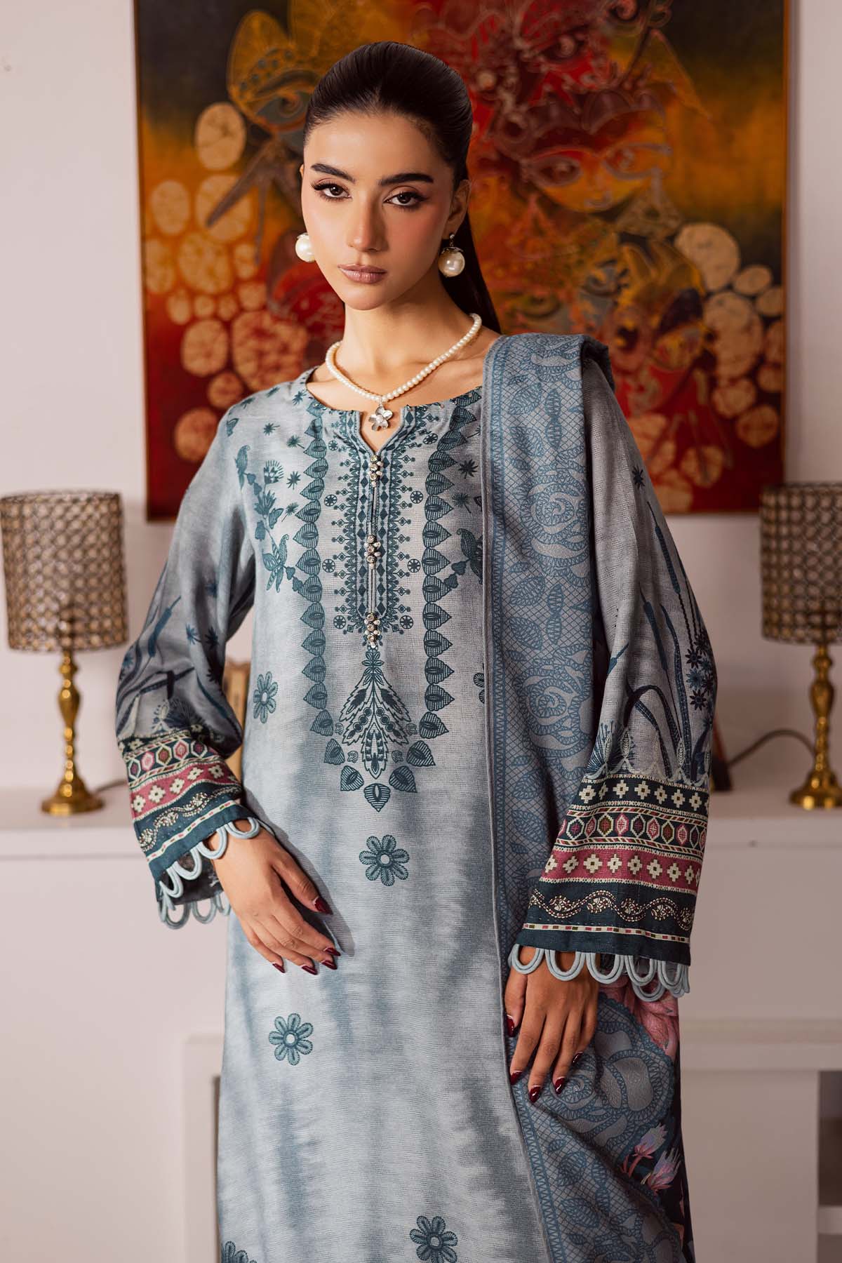 Nureh | Linen Jacquard | SP-193 - Official Nureh - Agha Fabrics UK