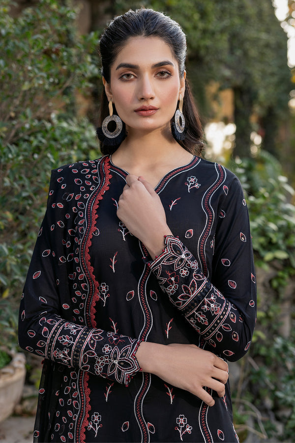 Farasha | Summer Weaves Embroidered Lawn | Black Rose