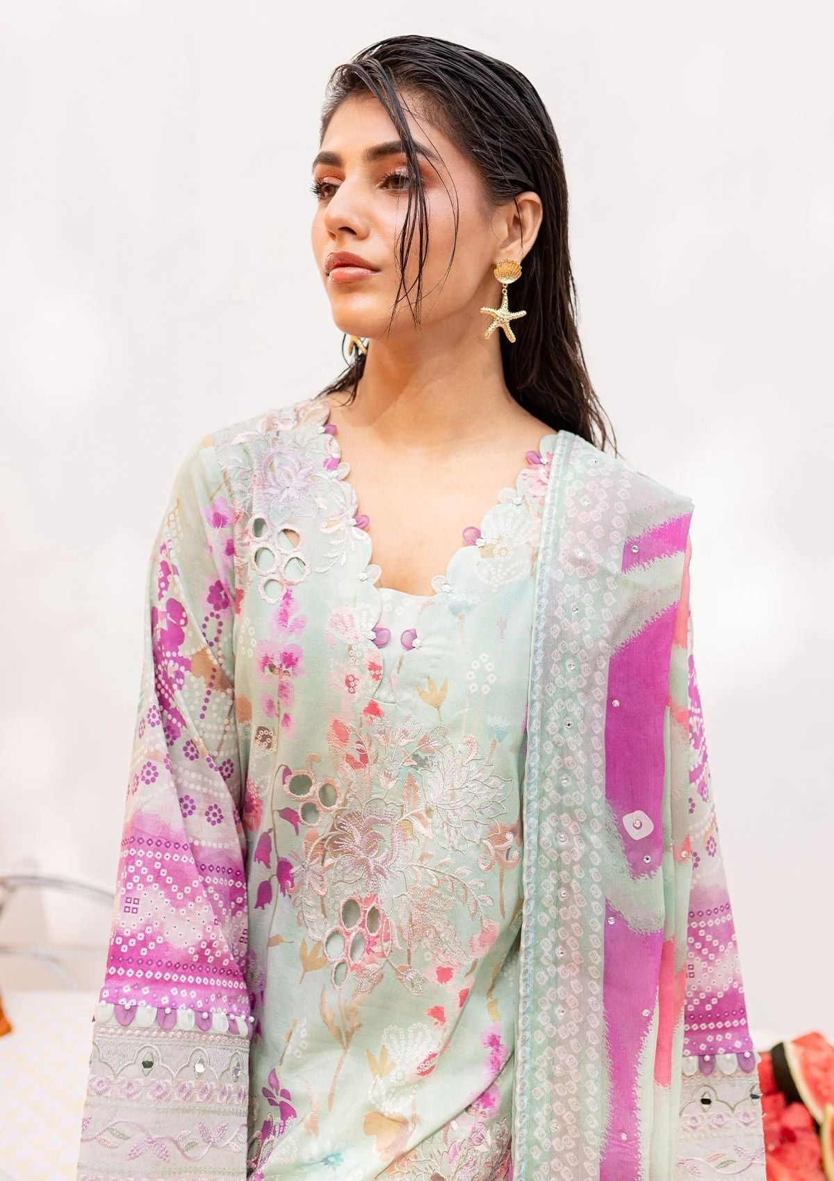 Lawn Collection - Nureh - Gardenia - Embroidered 24 - NS#136 - Official Nureh - Agha Fabrics UK