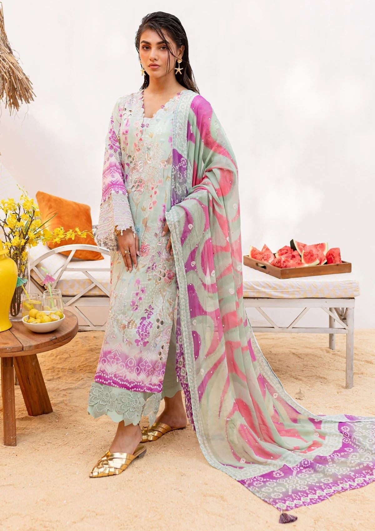 Lawn Collection - Nureh - Gardenia - Embroidered 24 - NS#136 - Official Nureh - Agha Fabrics UK