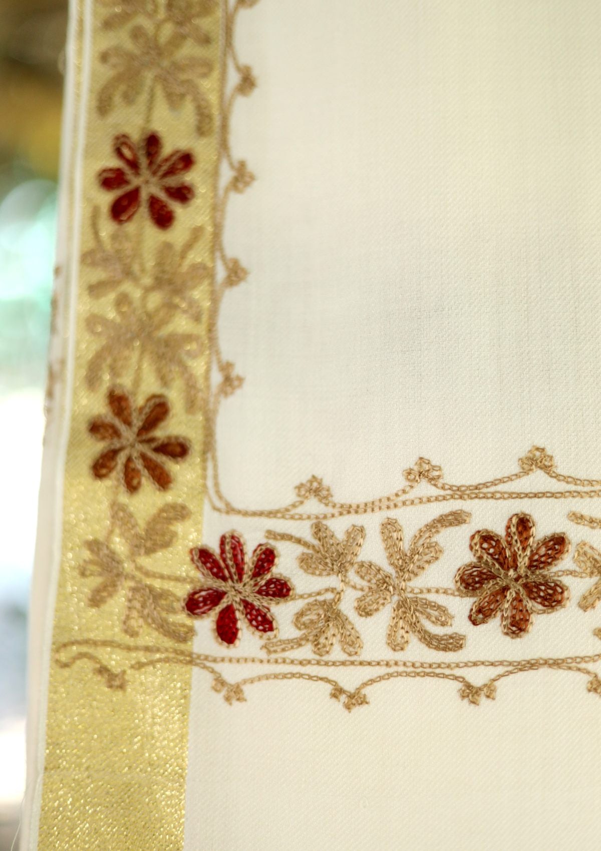 Ari Work Wool Shawl D - 106 - Off White - Official Shawls Niche - Agha Fabrics UK