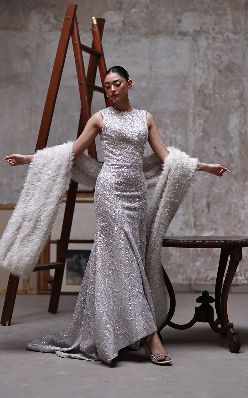 Threads and Motifs | Formal Dresses 25 | Net Embroidered Dress