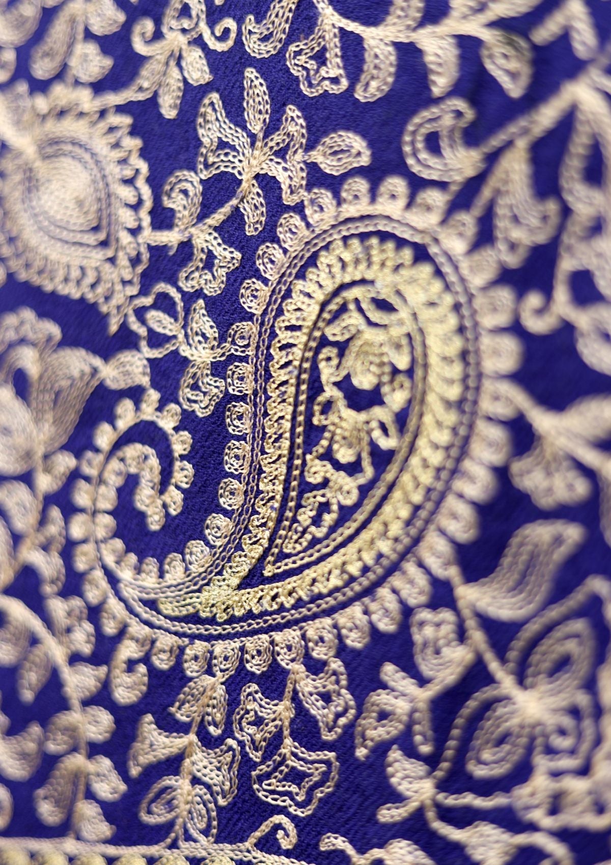 Ari Work Wool Shawl D - 52 - R Blue - Official Shawls Niche - Agha Fabrics UK