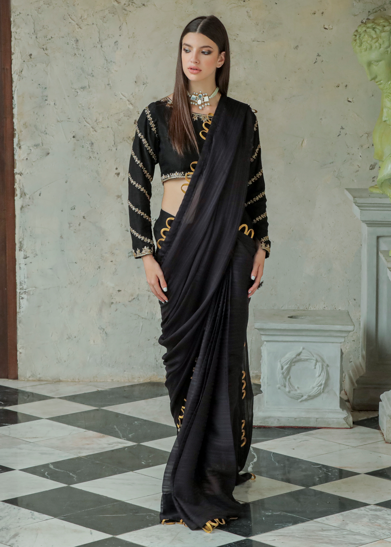 Purple Haze Pret Studio | Apsara Formals | Black Saree Pants