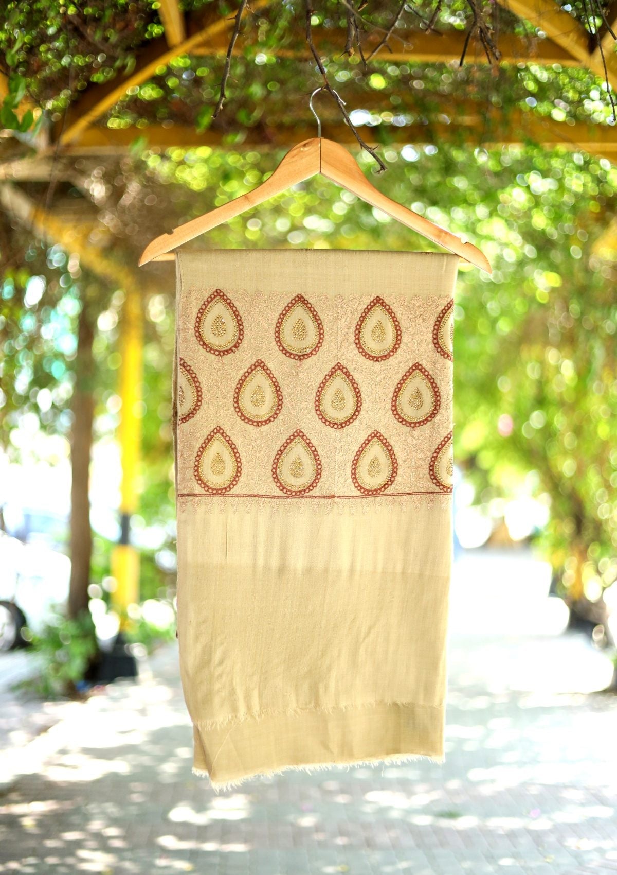 Ari Work Wool Shawl D - 02 - Skin - Official Shawls Niche - Agha Fabrics UK