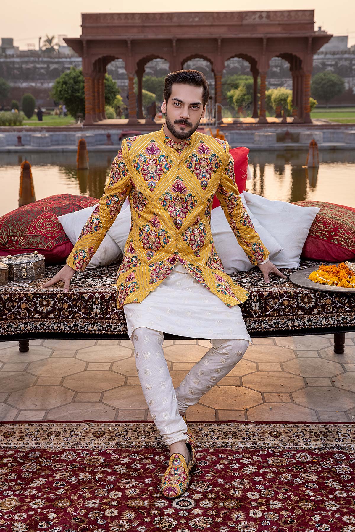 Pakistani Menswear | Mina Kashif | Sherwani D-16 - Official Agha Fabrics - Agha Fabrics UK