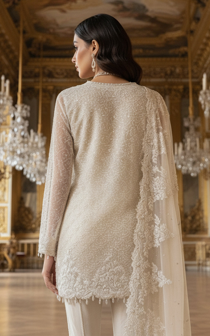 Threads and Motifs | Formal Dresses 25 | Net Embroidered Shirt With Gharara And Dupatta