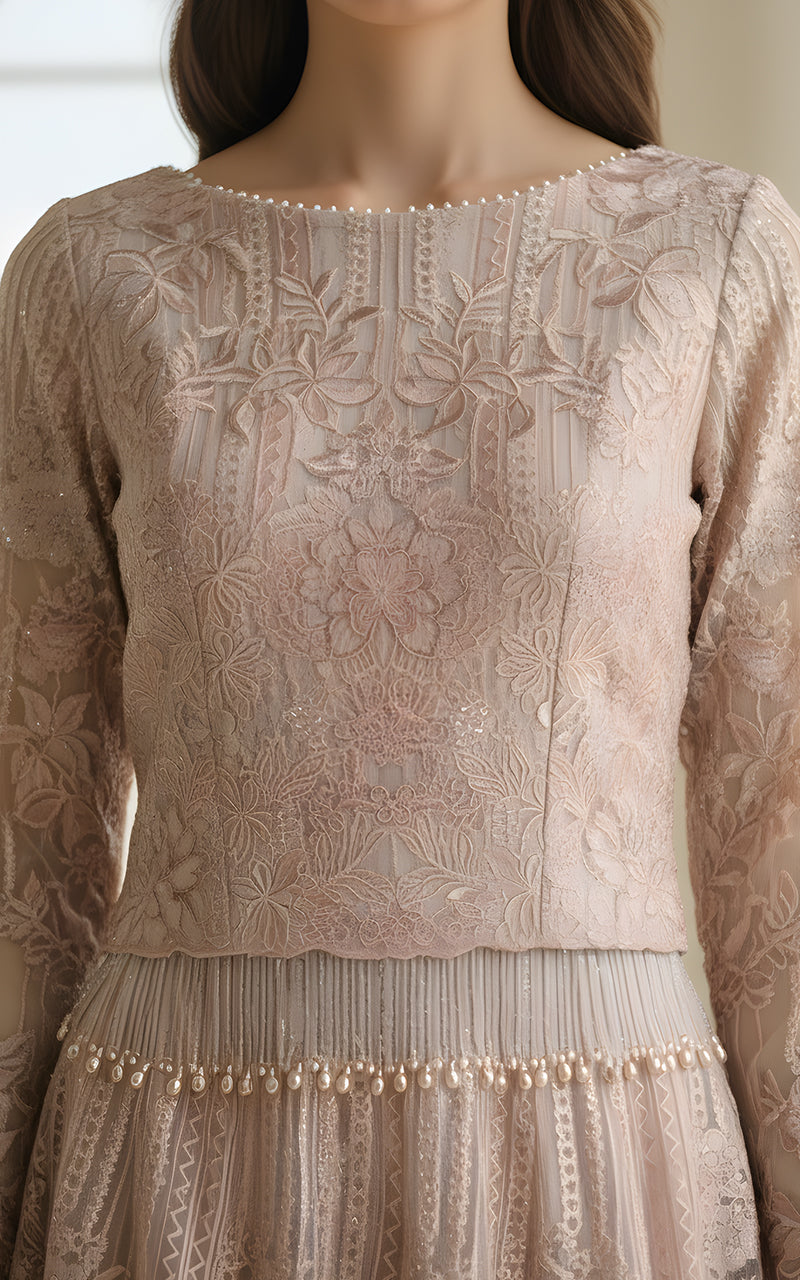 Threads and Motifs | Formal Dresses 25 | Organza Embroidered Blouse And Lehenga