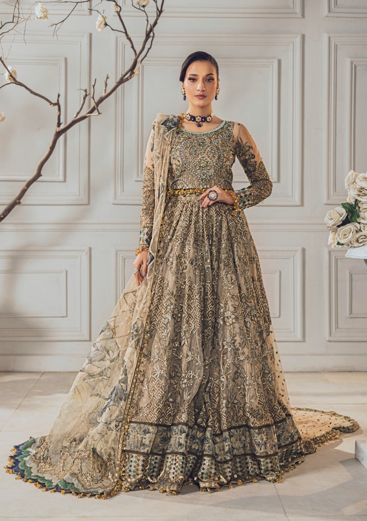 Formal Collection - Rubaaiyat - Wedding Edit 24 - Skin Gold - Official Rubaaiyat - Agha Fabrics UK