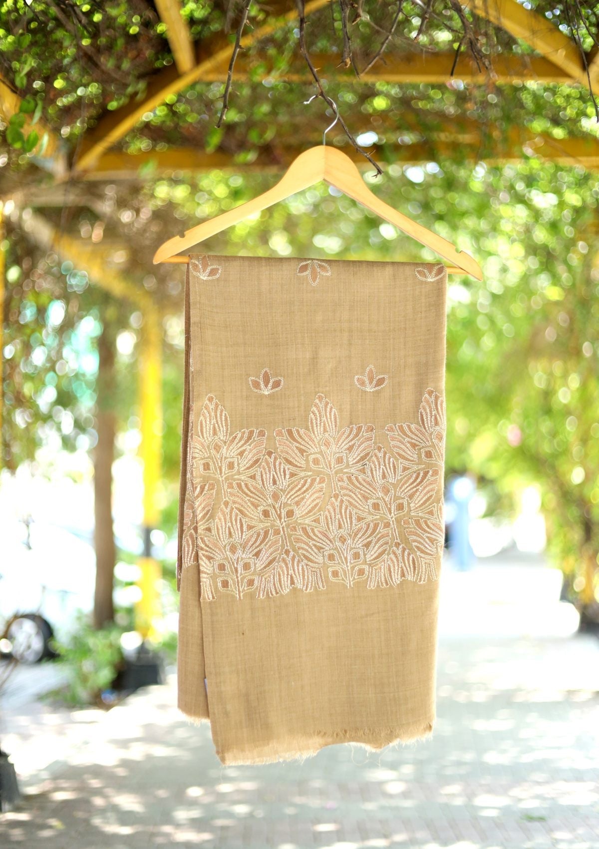 Ari Work Wool Shawl D - 109 - Brown - Official Shawls Niche - Agha Fabrics UK