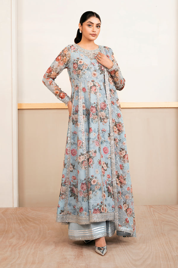 Baroque | Luxury Pret 25 | EMBELLISHED PRINTED CHIFFON PR-1058 - Official Baroque - Agha Fabrics UK