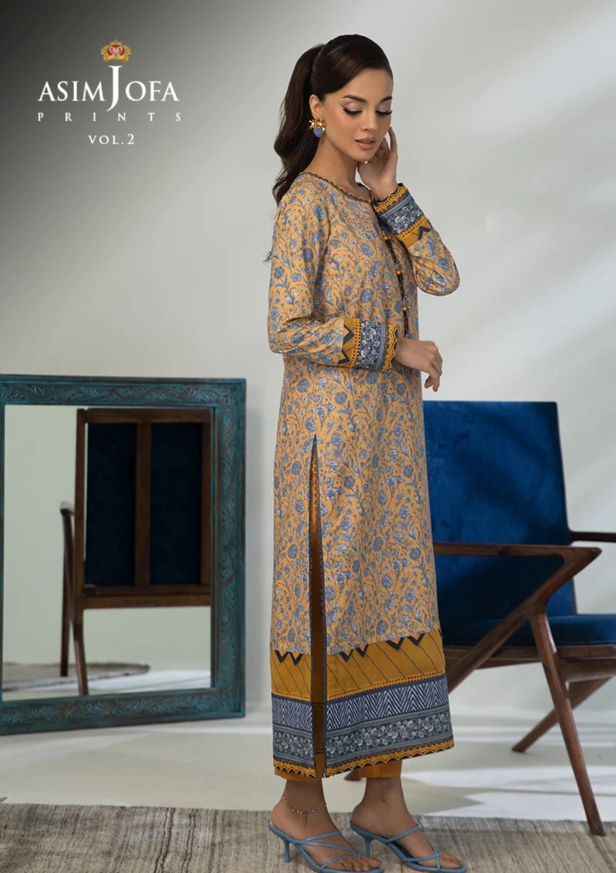 Lawn Collection - Asim Jofa - Basic - Print - 1 Pc - AJBP#56 - Official Asim Jofa - Agha Fabrics UK