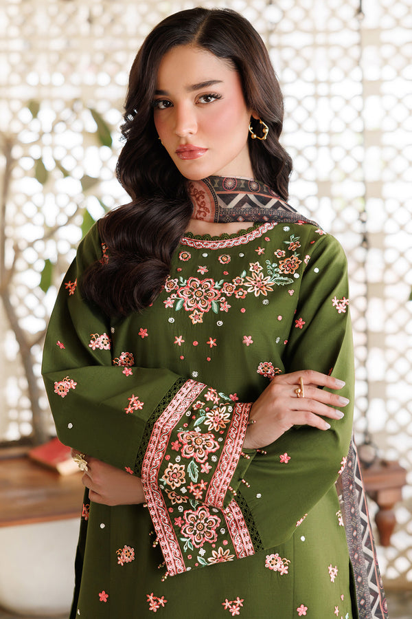 Farasha | Summer Weaves Embroidered Lawn | Olivine Dreams