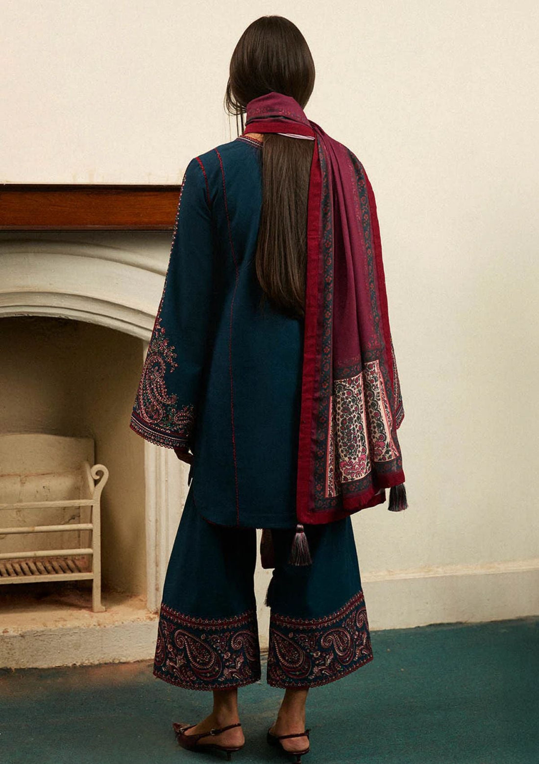 Winter Collection - Jugnu by Hussain Rehar - Autumn Winter - Ashen - Official Jugnu by Hussain Rehar - Agha Fabrics UK
