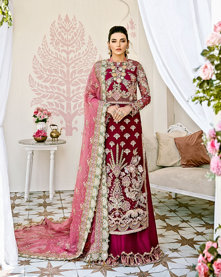 Gulaal | Wedding Formals | Pois Embroidered Net 3-Piece Suit WS-08 - Official Gulaal - Agha Fabrics UK