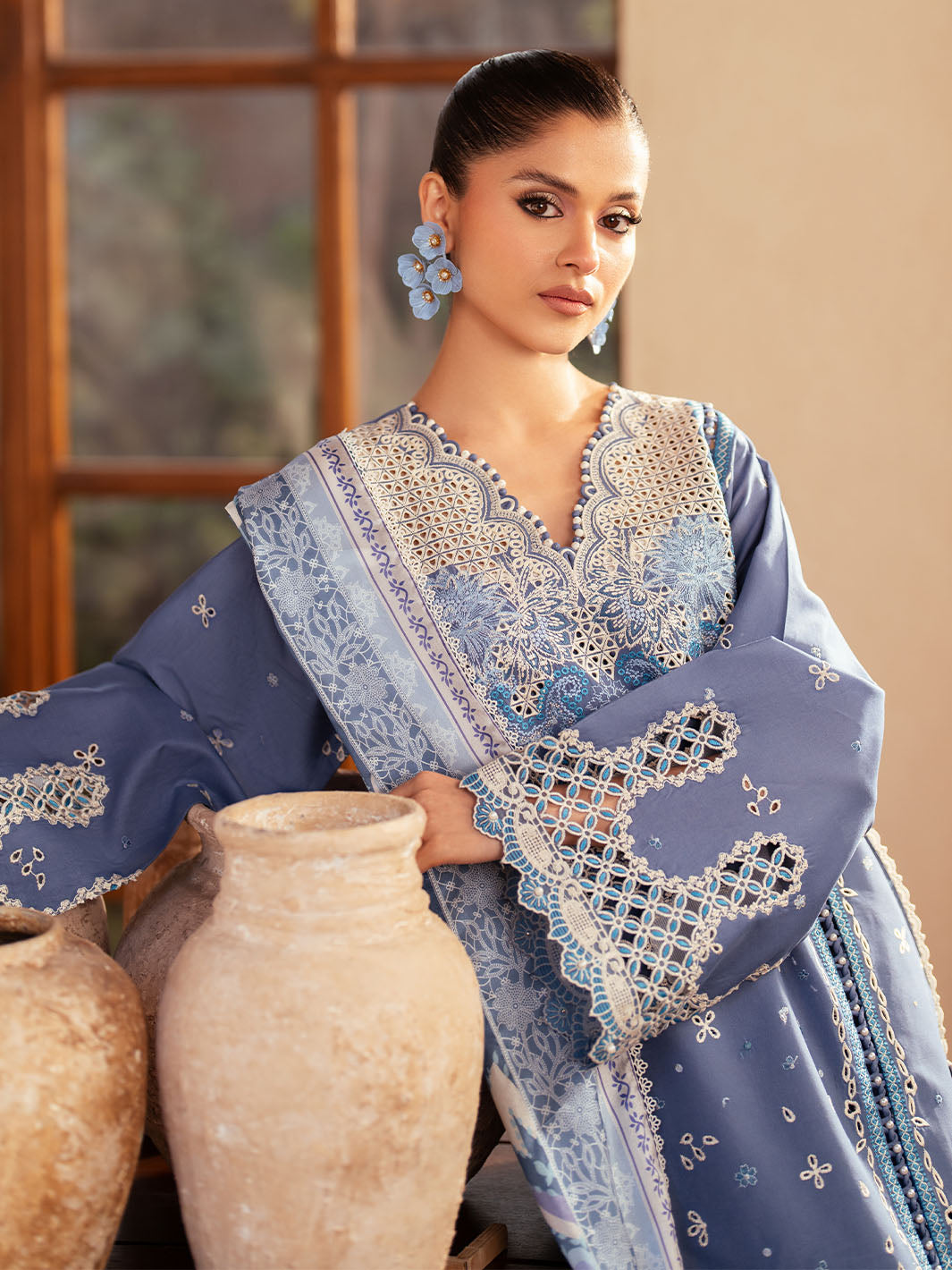 Bin Ilyas | Mehroze Luxury Lawn 25 | 91 - A - Official Bin Ilyas - Agha Fabrics UK