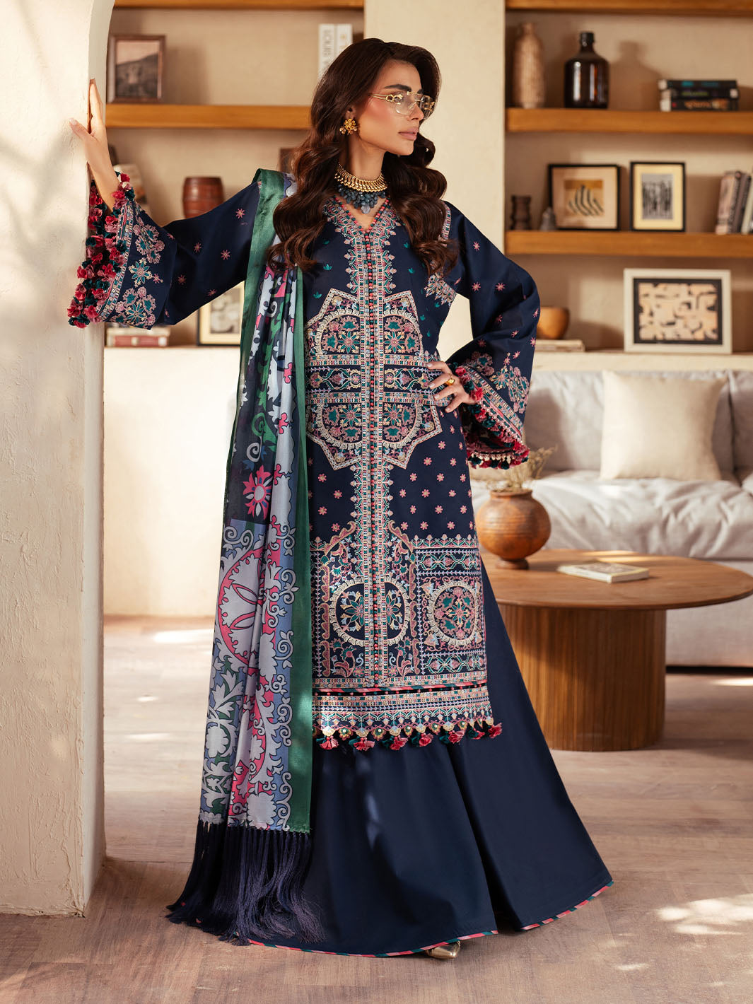 Bin Ilyas | Mehroze Luxury Lawn 25 | 92 - B - Official Bin Ilyas - Agha Fabrics UK
