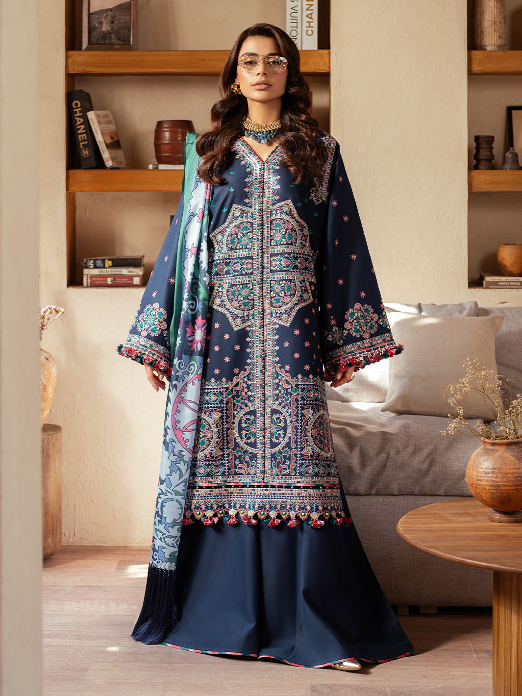 Bin Ilyas | Mehroze Luxury Lawn 25 | 92 - B - Official Bin Ilyas - Agha Fabrics UK