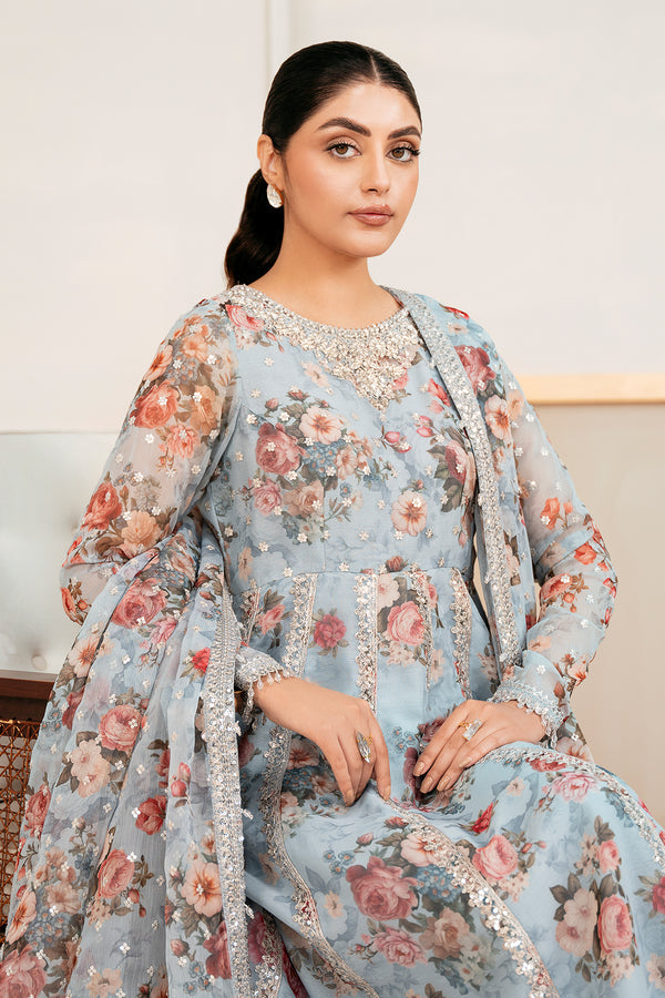 Baroque | Luxury Pret 25 | EMBELLISHED PRINTED CHIFFON PR-1058 - Official Baroque - Agha Fabrics UK